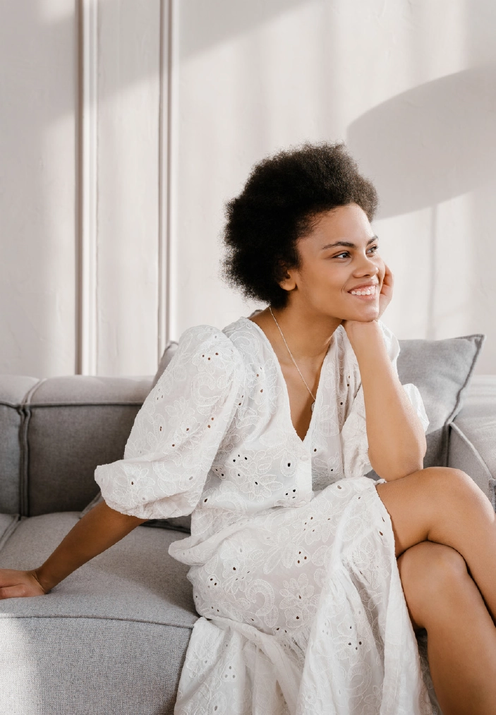 A woman relaxing at home